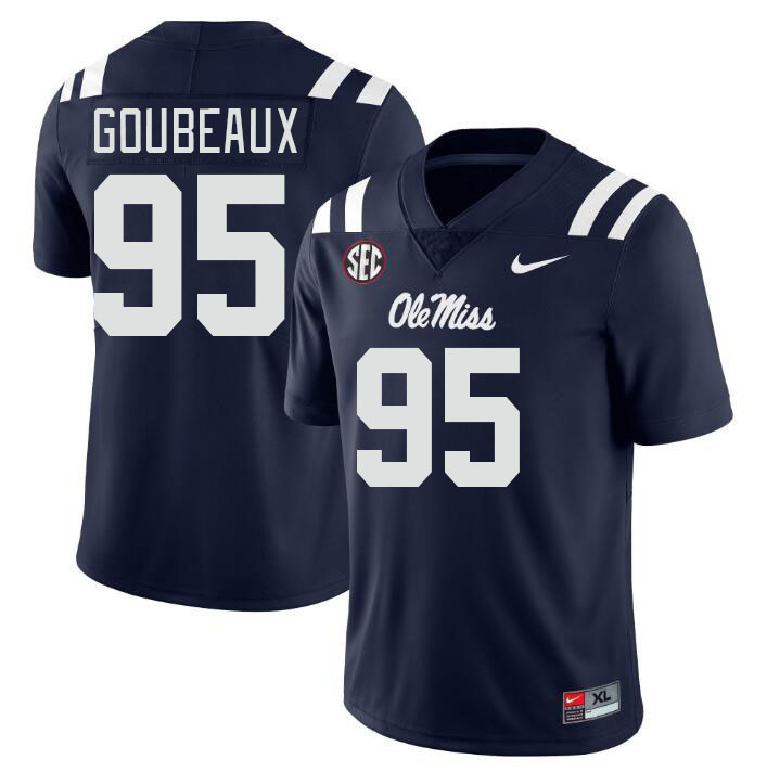 Men #95 Ben Goubeaux Ole Miss Rebels College Football Jerseys Stitched Sale-Navy